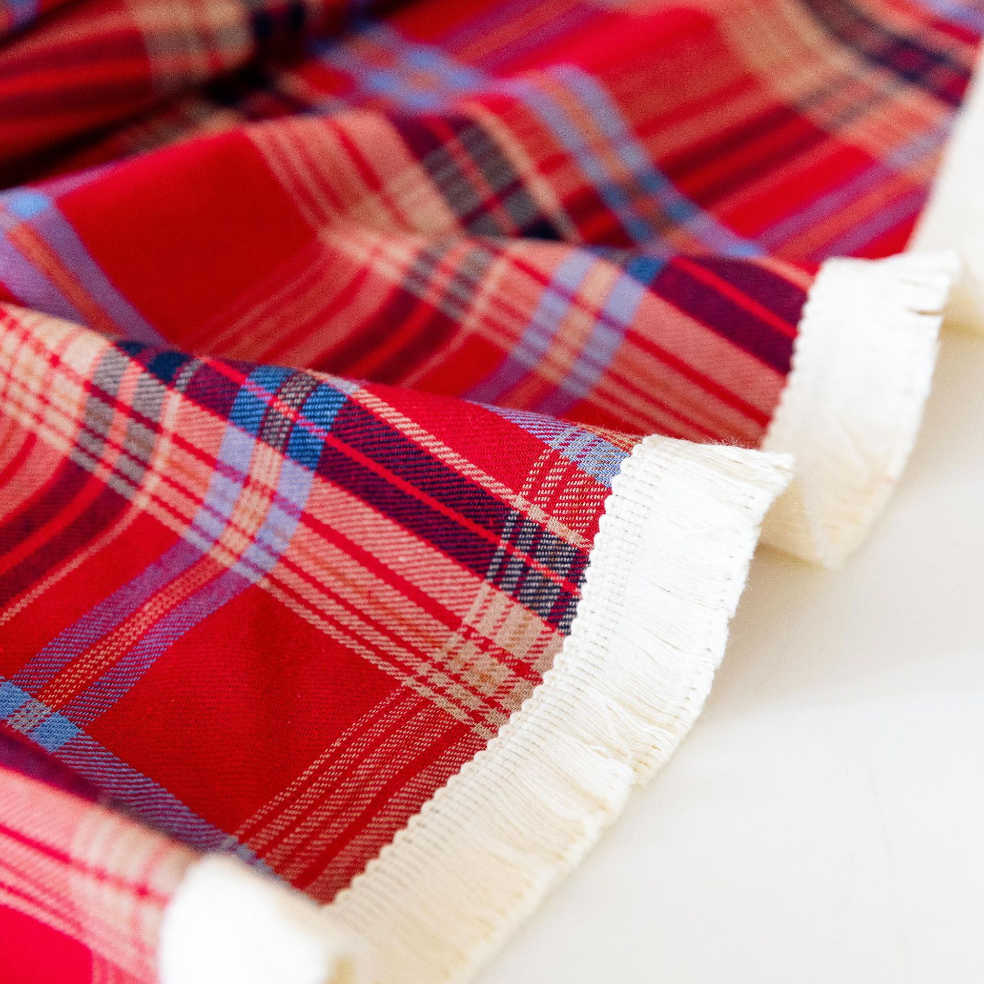 Tablecloth, coffee table, cotton and linen decorative table, ins style best-selling rectangular retro dining table, festive red Christmas checkered pic 6