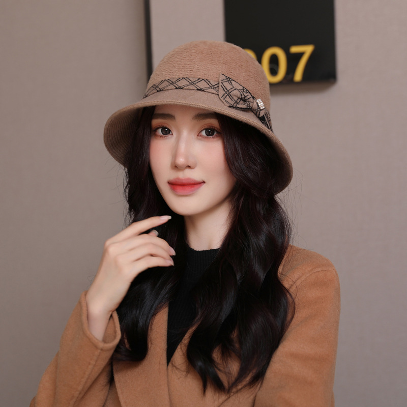 秋冬渔夫帽子女复古可折叠盆帽赫本风优雅保暖针织帽简约文艺礼帽详情5