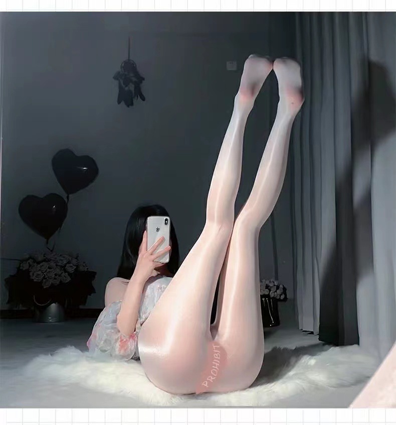 性感马油黑丝油光油亮珠光开裆丝袜丝滑春夏款白丝连裤袜薄详情9