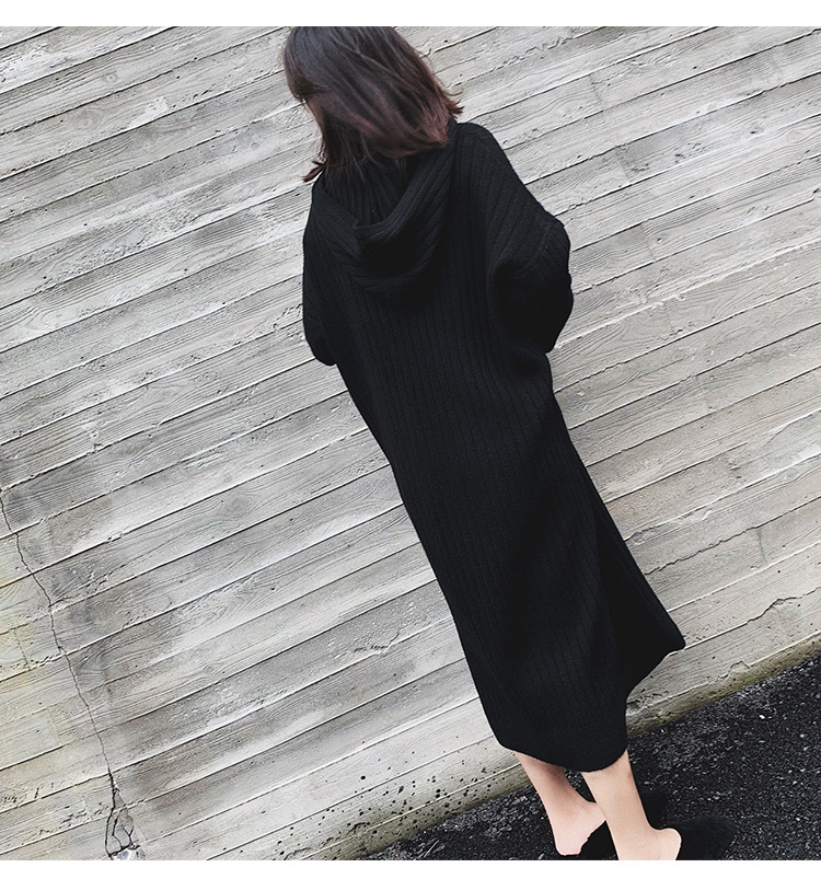 卫衣裙女秋冬连帽加厚长款毛衣裙过膝大衣内搭打底针织连衣裙宽松详情21