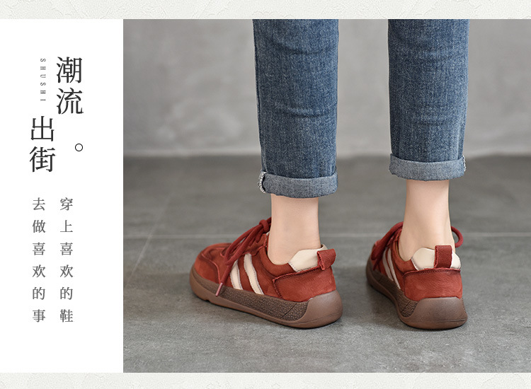真皮女鞋平底鞋2024春夏新款休闲百搭四季女鞋低帮运动风德训鞋详情25