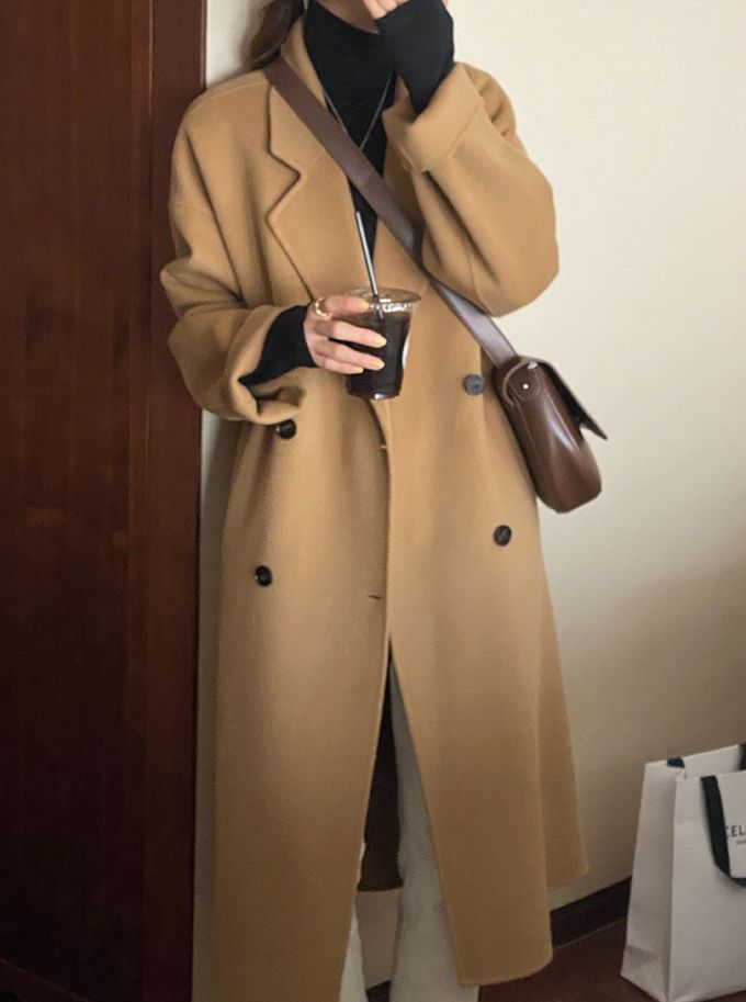 双面大衣女中长款2022新款韩版秋冬宽松洋气羊毛呢外套冬详情23