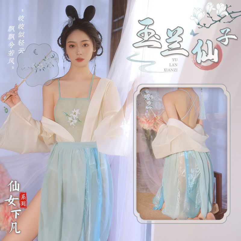 情趣纯欲汉服调情网纱透视诱惑睡衣火辣肚兜露乳内衣套装详情4