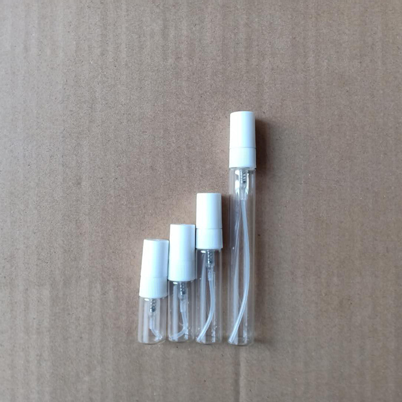Available in stock: 2ml, 3ml, 5ml, 10ml black and white spray perfume samples, glass portioned spray empty bottles, pulled tube bottles pic 15