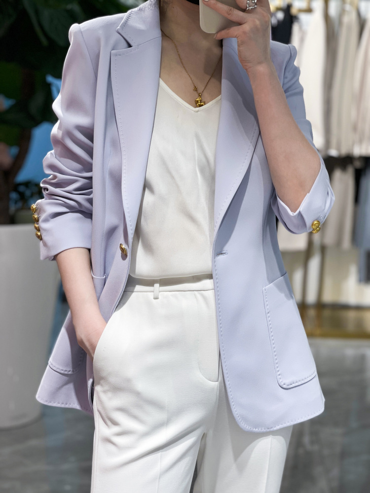 The new Spring 2023 tri-acetate casual one-button small suit for women, a stylish Korean-style commuter jacket pic 15