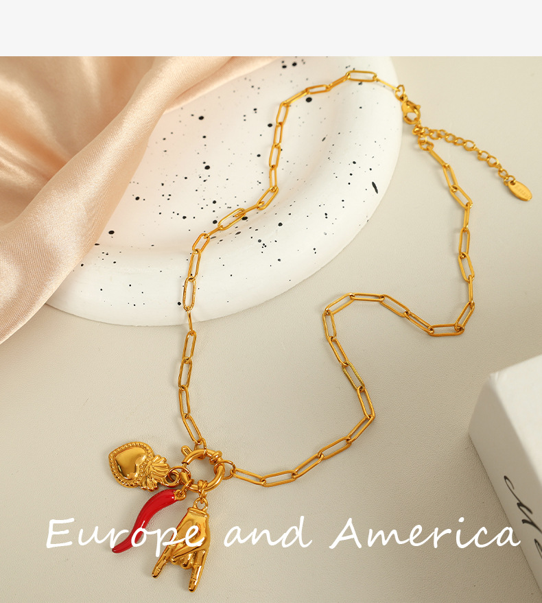 Cross-border best-selling necklace, high-end and elegant design, collarbone chain, European and American retro, versatile and fashionable pendant for women pic 18