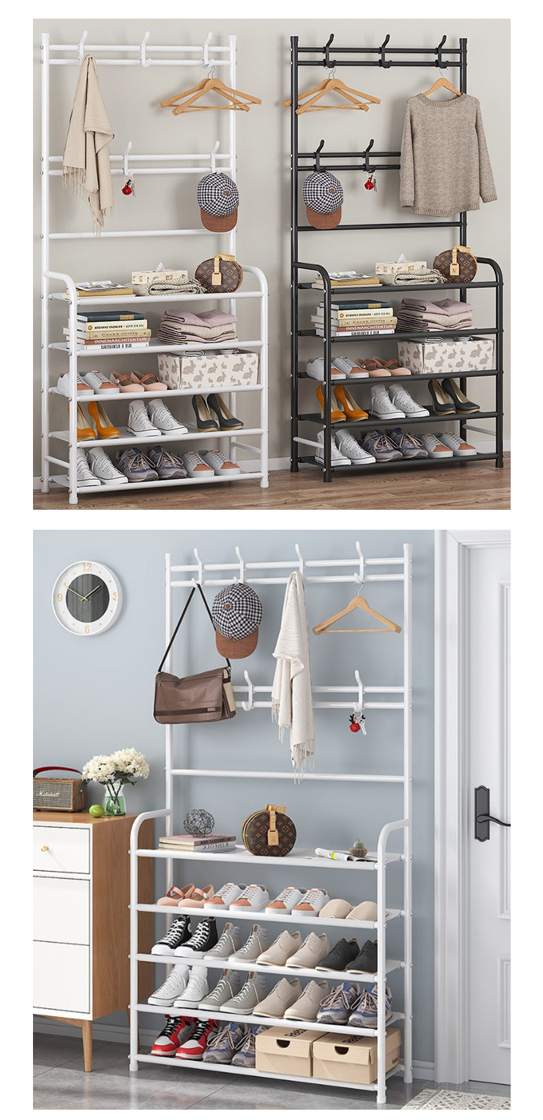 Simple shoe rack at the door, home integrated dormitory dust-proof multi-layer shoe, clothing and hat rack, 2023 bestseller, shoe rack storage wonder pic 7