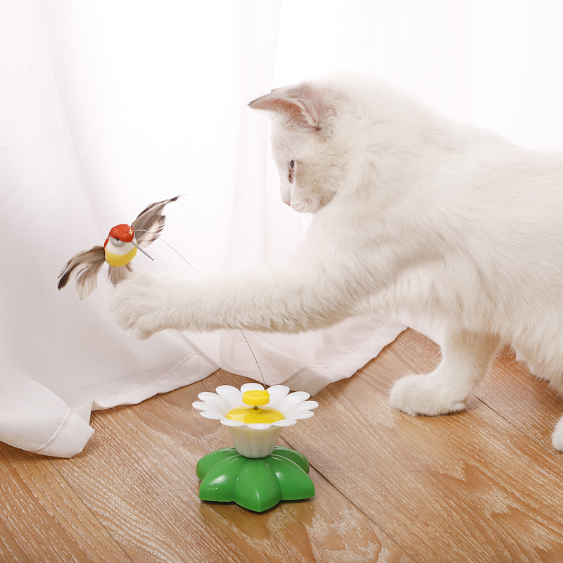 A fun, intelligent, automatic rotating cat toy with fluttering butterflies and flowers pic 14