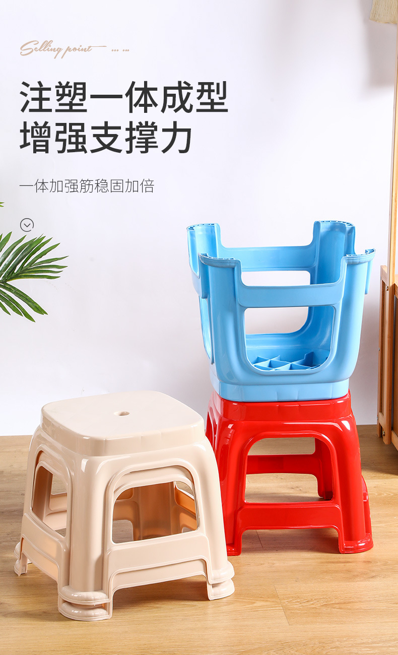 Factory wholesale plastic stools, thickened anti-drop chairs, simple style outdoor conference square stools, stackable pic 8