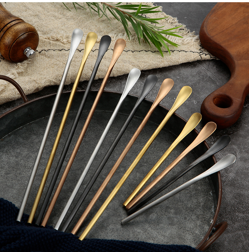 Japanese stainless steel stirring spoon 304, coffee small spoon, long handle, bee dessert ice spoon, stirring rod, cocktail bar pic 16
