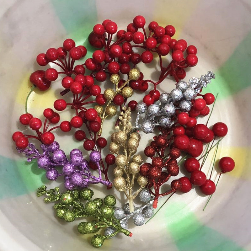【15 Head with Flower Head Sunset Red Fruit 】 Simulated Red Wintergreen Berry Home Decoration Fruit Branch Manufacturer pic 7