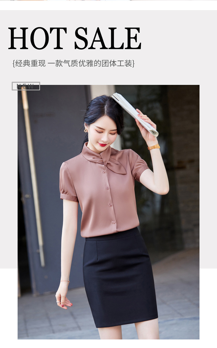 The 2022 summer new style of elegant professional shirts for women, fashionable and stylish short-sleeved commuting satin shirt work clothes pic 48