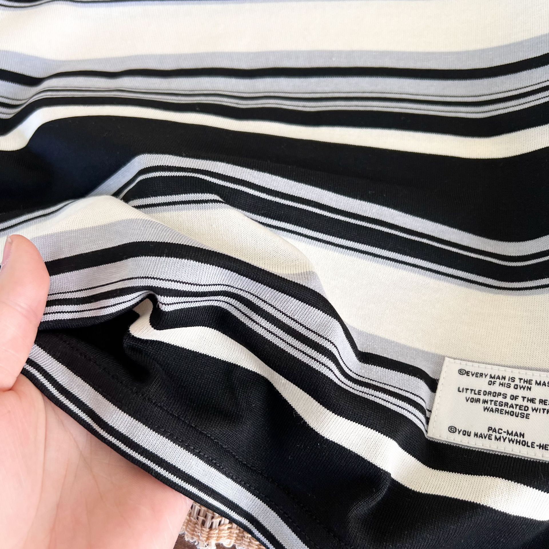 童装短袖2024夏季新款男童撞色混彩休闲条纹T恤儿童字母刺绣潮流T详情6