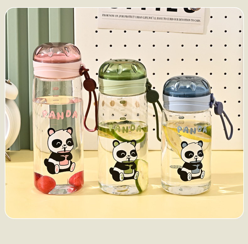 新款熊猫水杯开学季学生夏季塑料水杯批发女ins带滤网运动水杯详情15