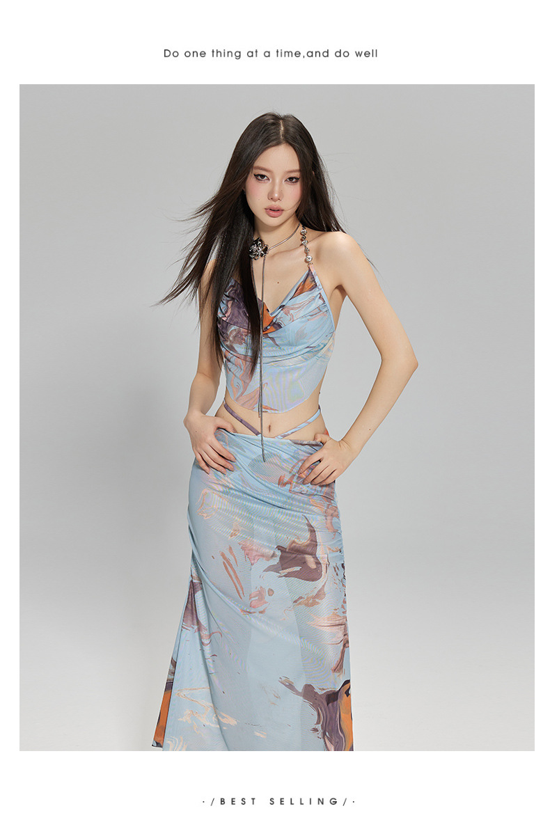辣妹比基尼泳衣女三件套海边度假长裙小胸聚拢带钢托性感温泉泳装详情4