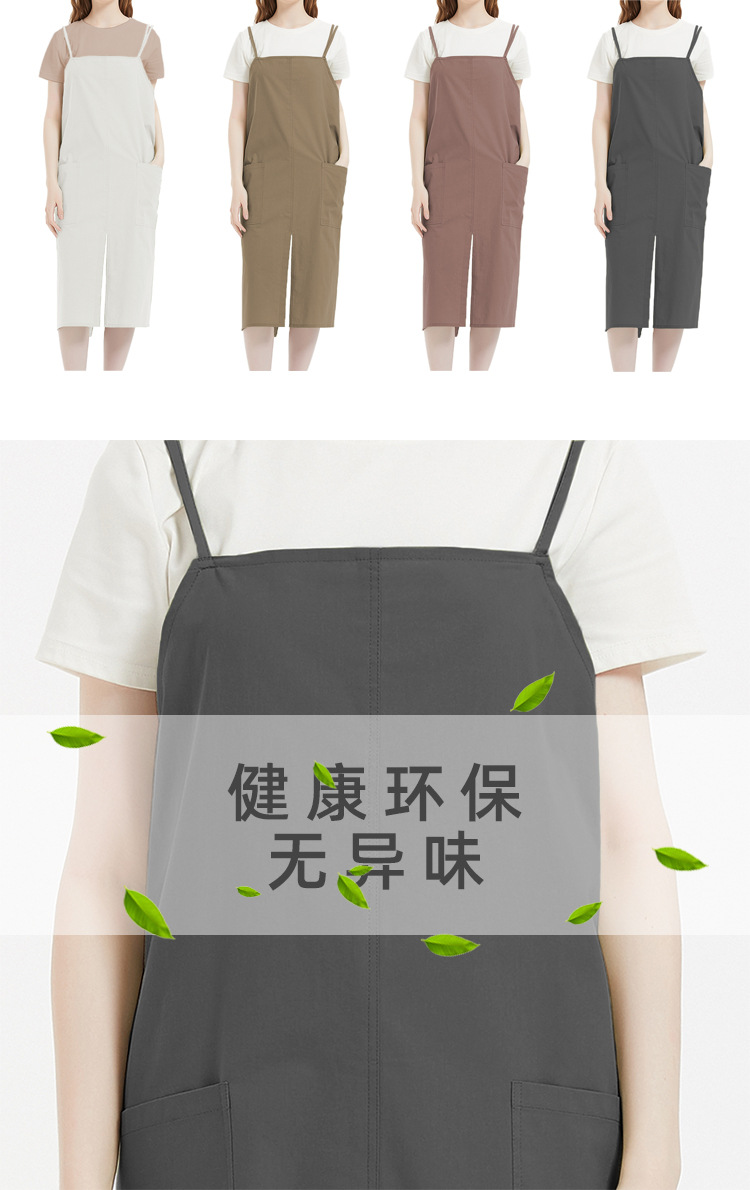 现货夏季透气全棉吊带围裙 亚马逊跨境热销防水可印logo无袖罩衣详情5