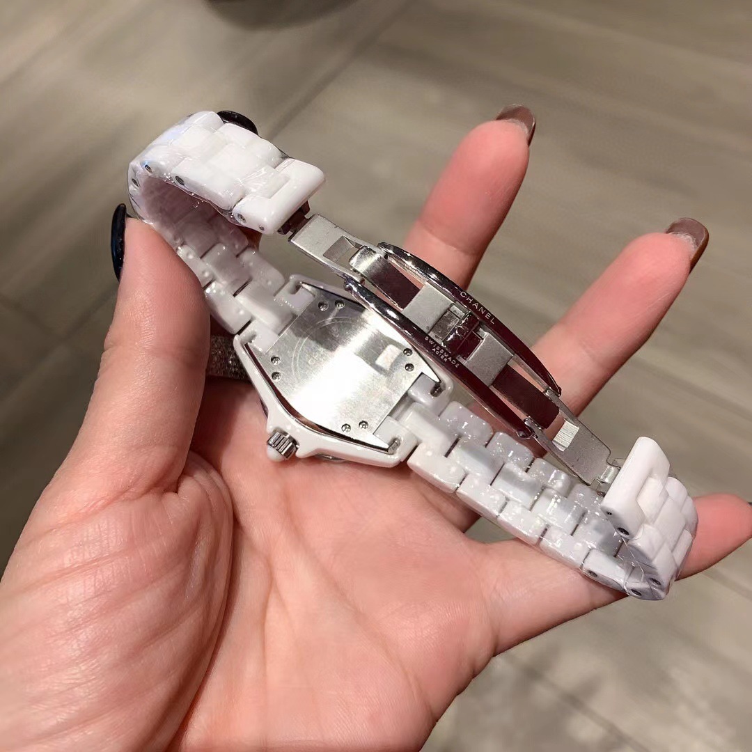 小香风手表J12系列白色陶瓷手女士石英表防水蝴蝶扣情侣手表男表详情9