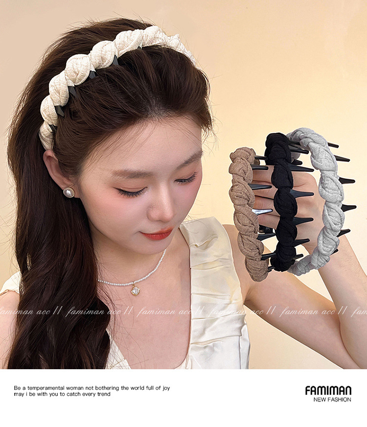 High top fabric hair band for women, 2025 new style anti-slip headband for washing face, high-end, stylish and fashionable hair clip and hair accessory pic 9