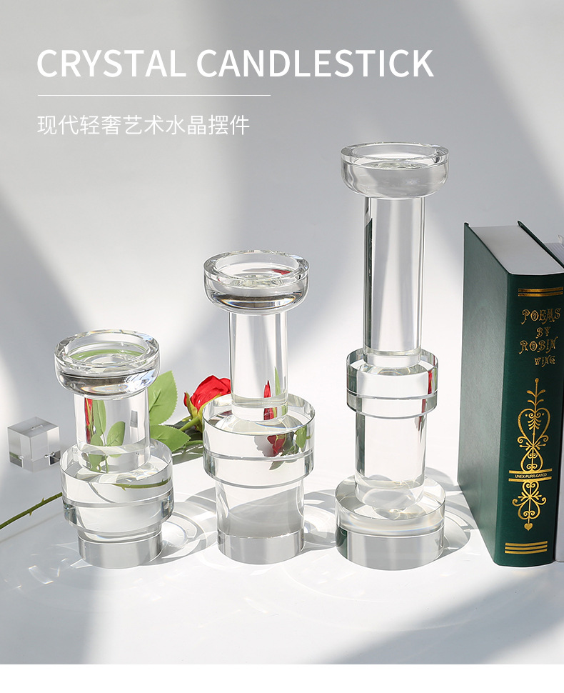 Modern light luxury crystal candlestick ornaments, wedding guide, romantic candlelight dinner utensils for Western restaurants, wholesale of candlesticks pic 17