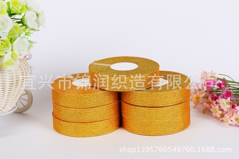 DIY material packaging ribbons, colored ribbons, 4-inch (1.2cm) gold and silver onion ribbons are available pic 4