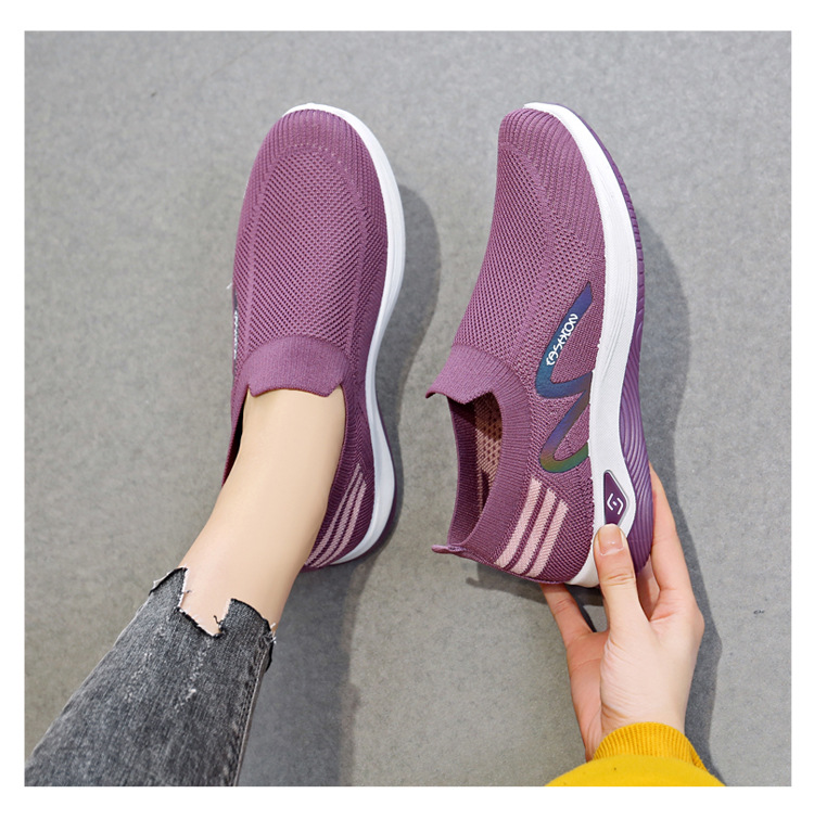 2023新款飞织一脚蹬袜子口休闲女鞋按摩底透气妈妈鞋健步运动鞋详情18