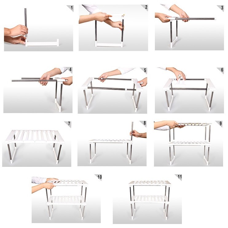 厨房下水槽置物架可伸缩不锈钢管落地式橱柜收纳整理双层储物架子详情28
