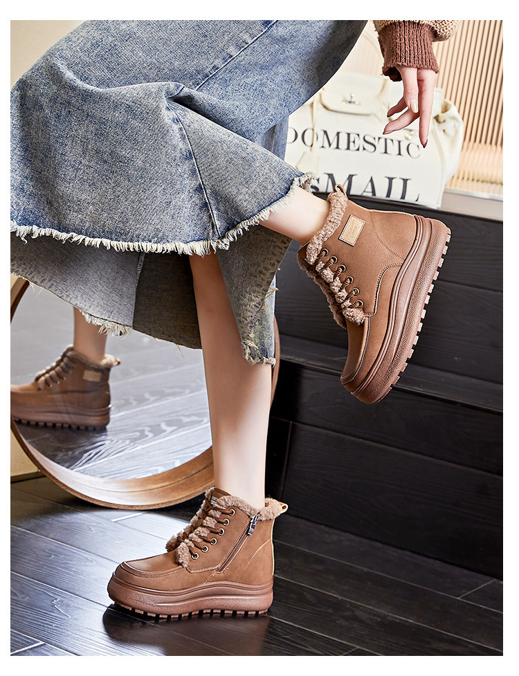 新款厚底雪地靴女2024冬季女士加绒保暖短靴女复古名族风百搭女靴详情33
