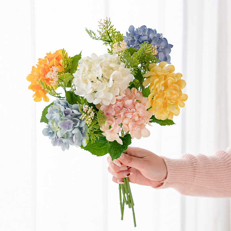 3D打印144片3叶仿真丽莎绣球花假花餐桌花摆花婚礼布置DIY花材详情3