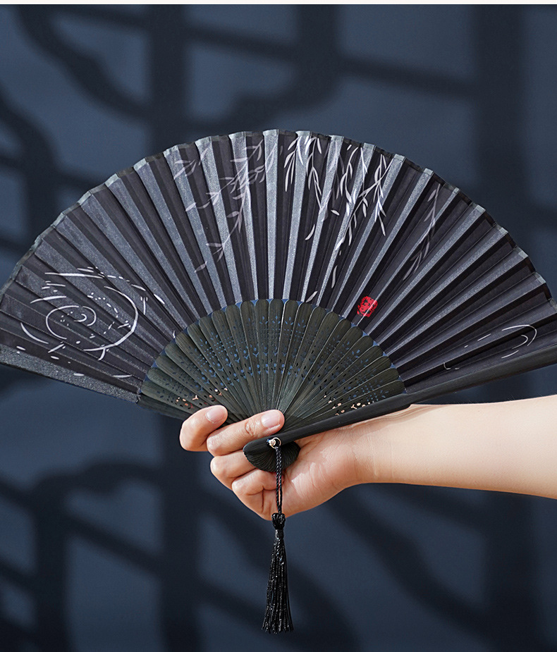 中国风夏日随身流苏扇子折扇古风古代汉服男式汉服儿童舞蹈小竹扇详情14