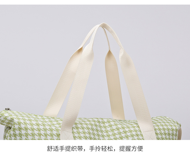 潮流时尚千鸟格花纹手提旅行包大容量运动收纳健身包可折叠背包详情31