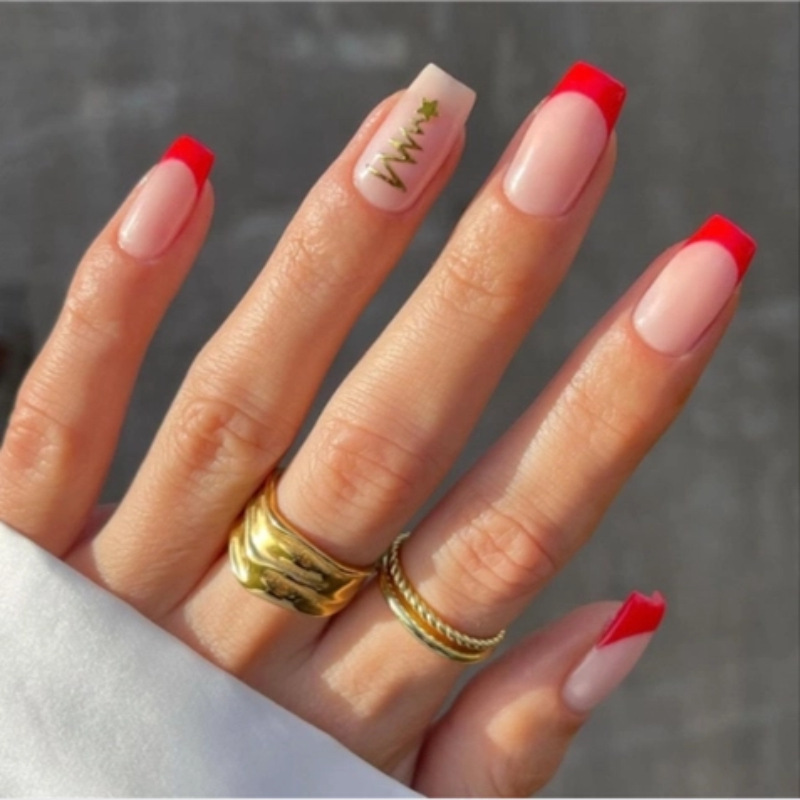 Cross-border autumn and winter nail art, European and American trendy long and short false nails, traceless, detachable nail art pieces, wearable nail pieces wholesale pic 4