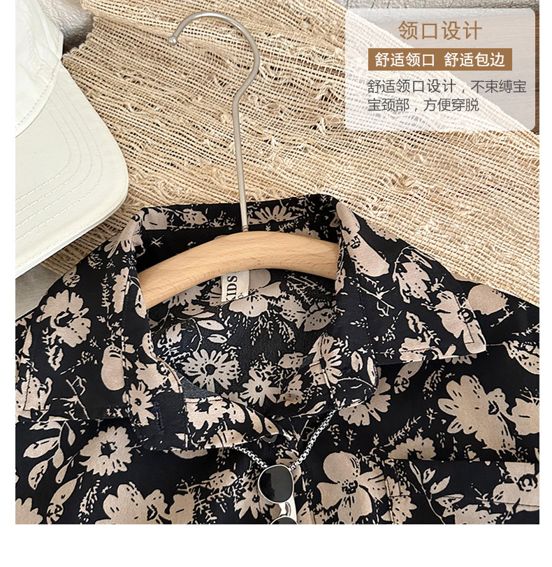 儿童衬衣男童韩版上衣夏季薄款时尚短袖翻领女童花衬衫度假港风潮详情11