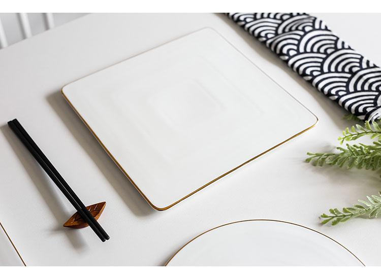 Gold-plated edge plates, ceramic Western plates, steak plates, creative Japanese sushi plates, sashimi square plates, cake flat plates, Internet celebrities pic 8