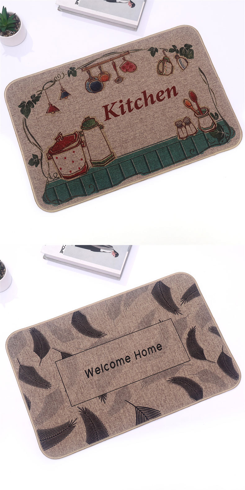 Japanese-style linen kitchen MATS, natural rubber bathroom anti-slip MATS, door MATS, bathroom and toilet anti-slip absorbent foot MATS pic 9