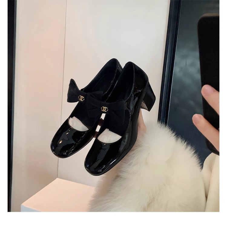 葡萄妈蝴蝶结玛丽珍鞋女法式高跟鞋真皮女鞋小香风粗跟制服皮鞋女详情31