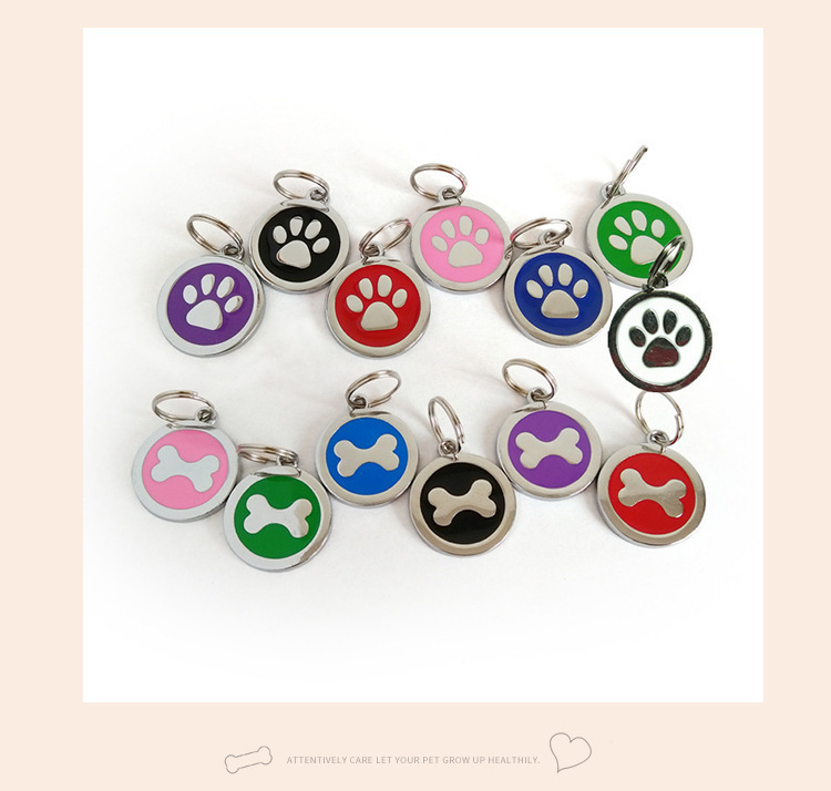 Nueva llegada pet dog footprint colgante dog tag pet tag hueso patrón colgante anti-pérdida id grabable pic 10