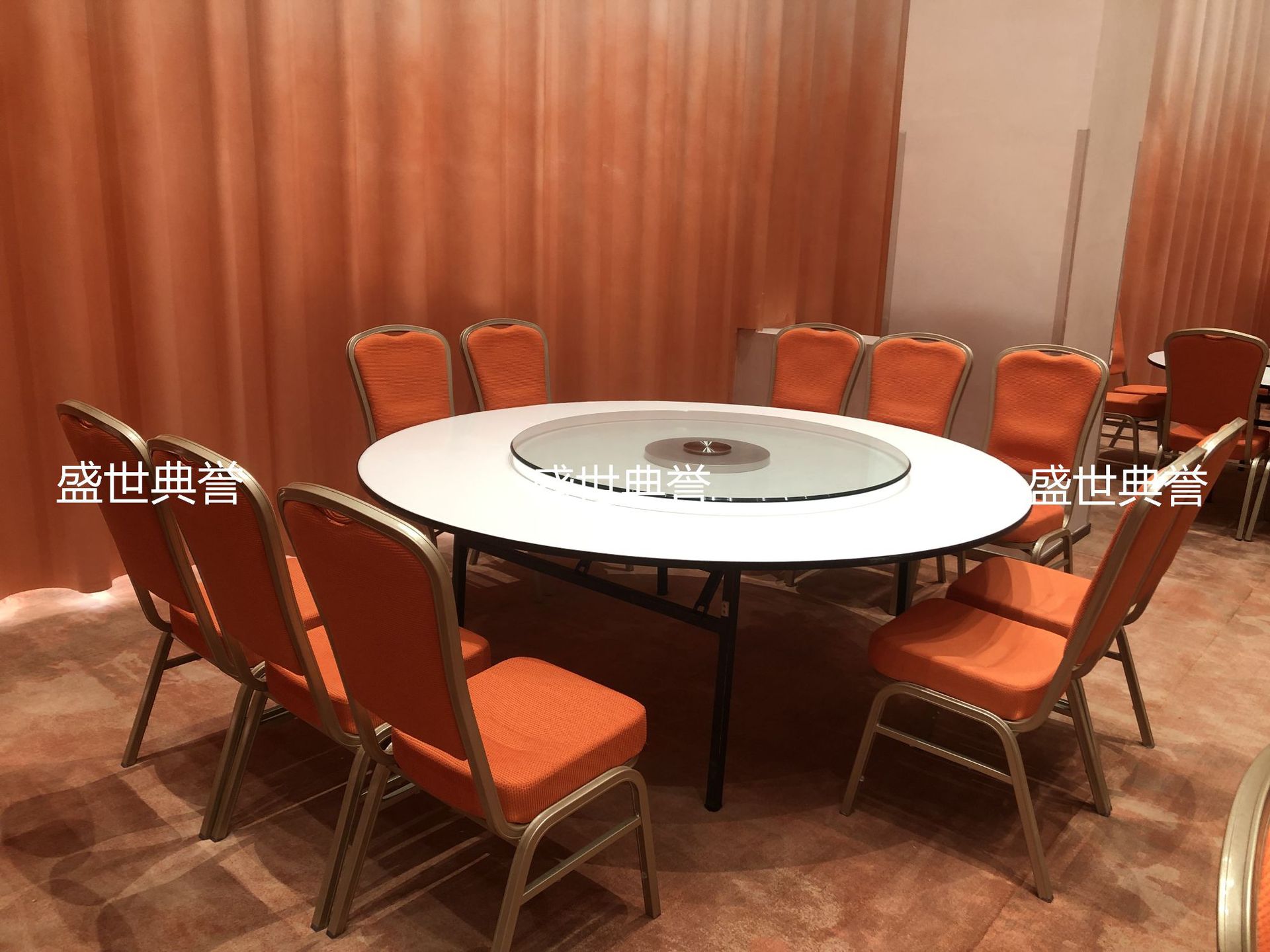 Wenzhou five-star hotel banquet dining tables and chairs, banquet center aluminum alloy banquet chairs, wedding banquet hotel folding tables and chairs pic 4