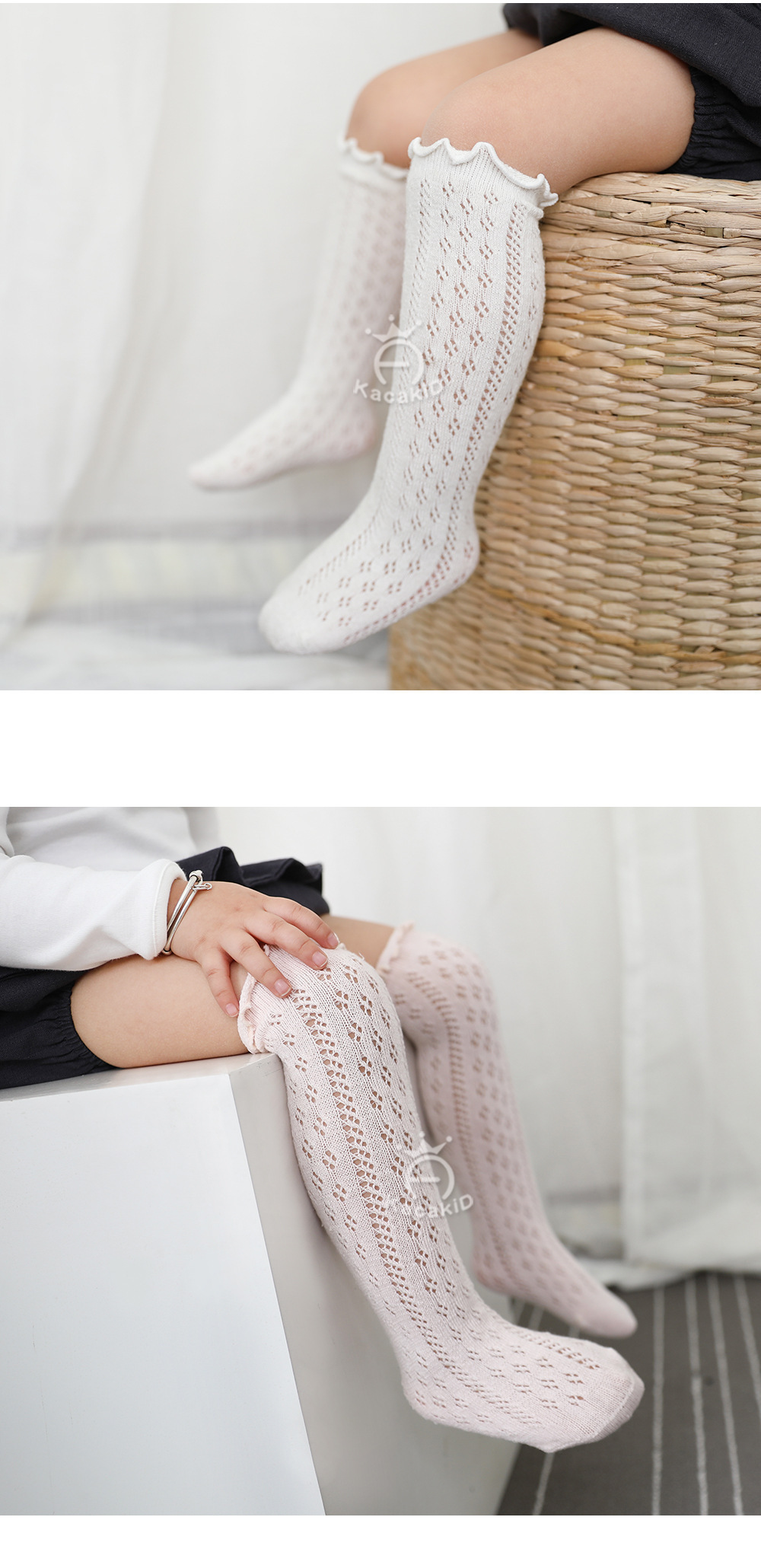 夏季防蚊袜婴儿儿童a类网眼袜西班牙女宝宝袜子中筒袜长筒袜童袜详情11