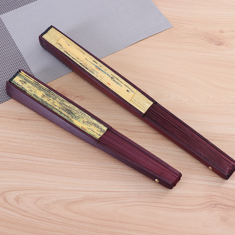 8寸中国风折扇 复古风扇男子古代绢扇 竹折叠书法定制古扇批发详情3