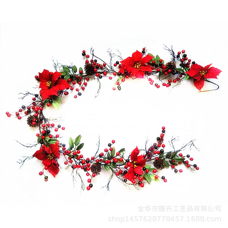 Desheng Factory supplies hotel and shopping mall scene decoration, Christmas hanging ornaments, decorative items, red fruits, Christmas flowers and rattan DIY pic 10