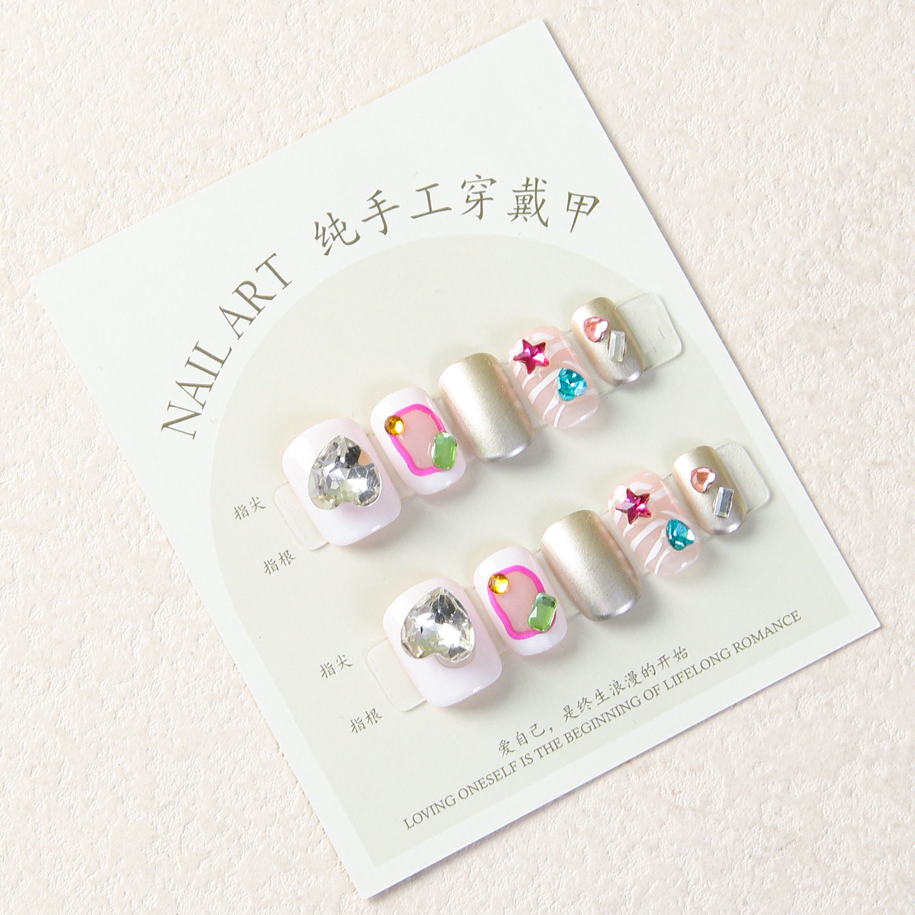 纯手工穿戴甲甜美极光短款美甲贴片半透简约假指甲工厂批发穿戴甲详情10