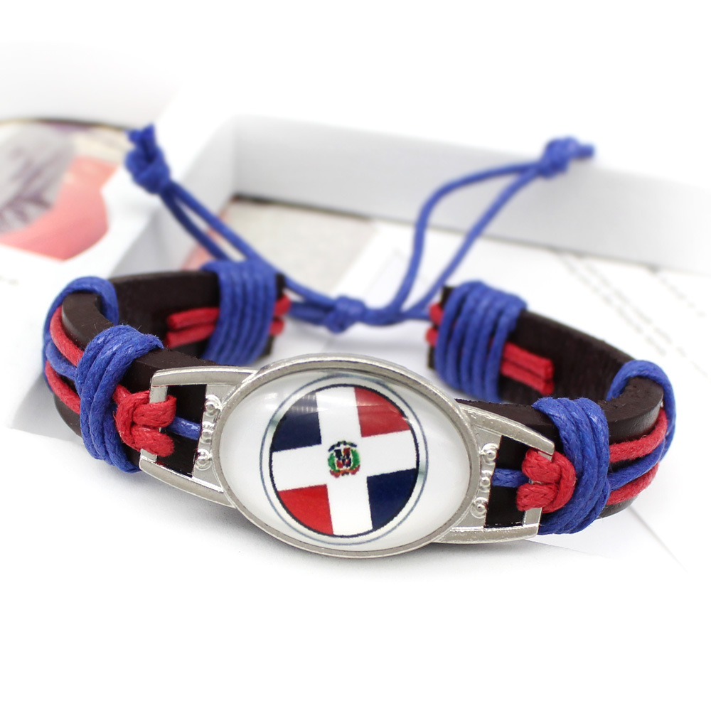 摩洛哥世界各国国旗手链 世界杯复古牛皮绳编织手链批发详情24