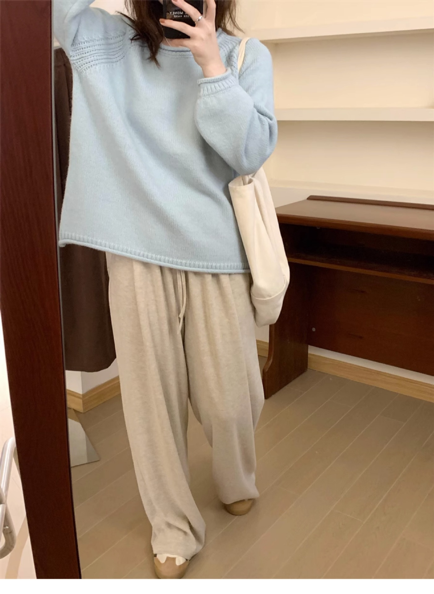 Korean-style puffed solid color pullover sweater for women, gentle and loose knitted top, versatile, laid-back style, fashionable and soft sweater pic 18