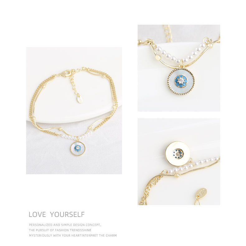 丽银饰品新款贝壳AB个性设计手饰珍珠小清新时尚手镯休闲百搭手链详情2