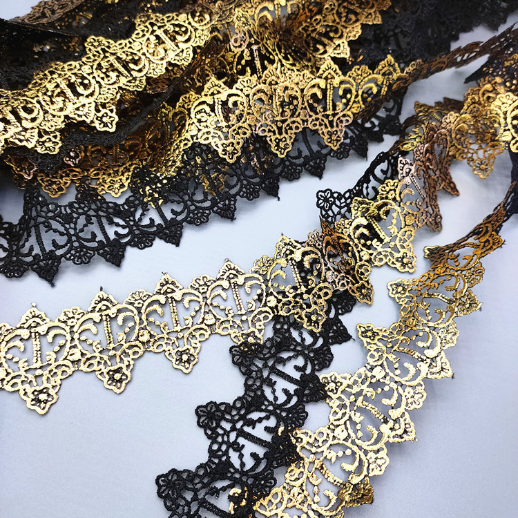 Factory direct sales of lace, gold water-soluble barcode, polyester gilding, handcrafted lace, exquisite clothing accessories pic 2