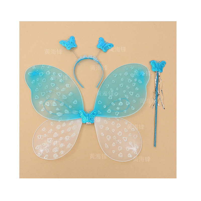 儿童昆虫蝴蝶翅膀三件套跨境节庆表演道具发箍魔法棒蝴蝶精灵套装                              详情7