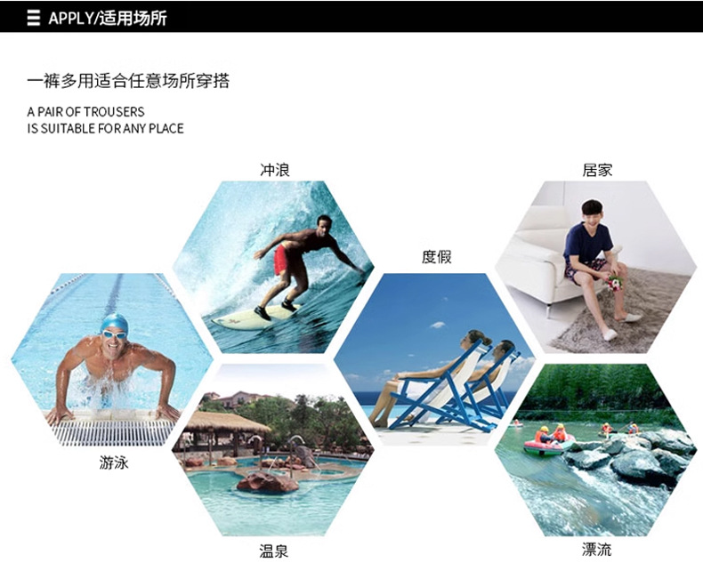 沙滩裤男温泉宽松欧美大码短裤夏外穿弹力大裤衩五分裤速干游泳裤详情12