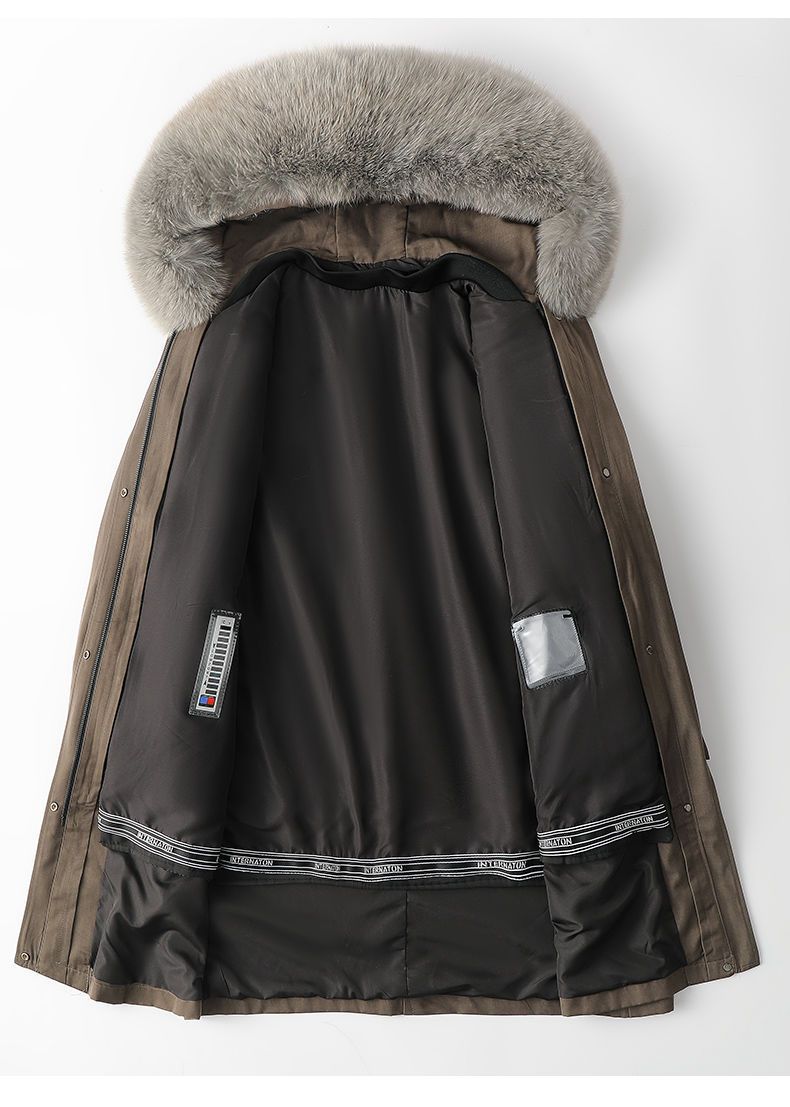 狐狸毛领派克服2022冬季新款海宁中长款兔毛内胆皮草外套女可拆卸详情9