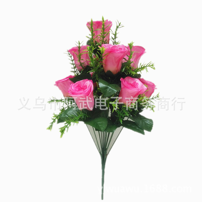 Factory direct sales of 10 artificial rose bud indoor and outdoor decorative floral arrangements pic 4