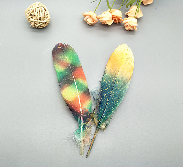 A large quill feather gift box with all-gold and all-silver feathers, paper card bookmarks and decorative quill pens pic 21